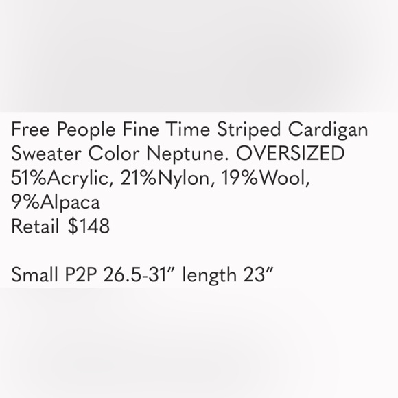 🎉SALE🎉Free People Fine Time Knit Cardigan Sweater/ Neptune/ XS - Picture 9 of 9